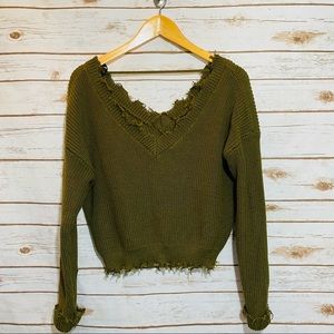 Forever 21 Green Frayed Knit